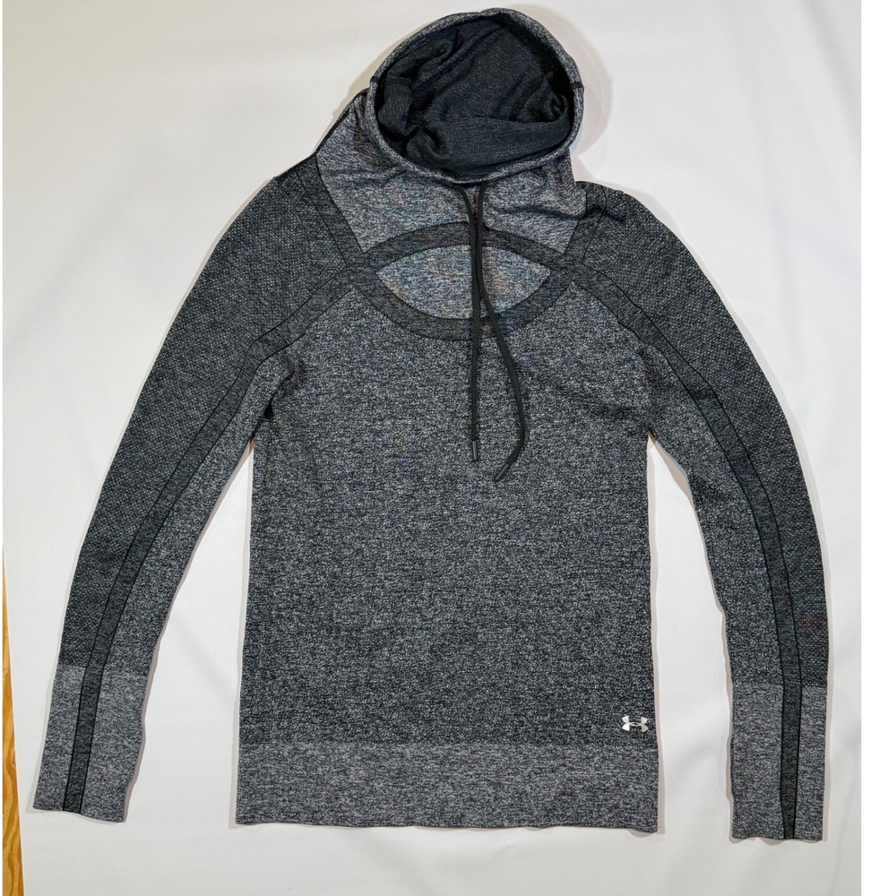Under Armour Threadborne Hoodie Women Small Grey Fitted Funnel Neck Athletic Top